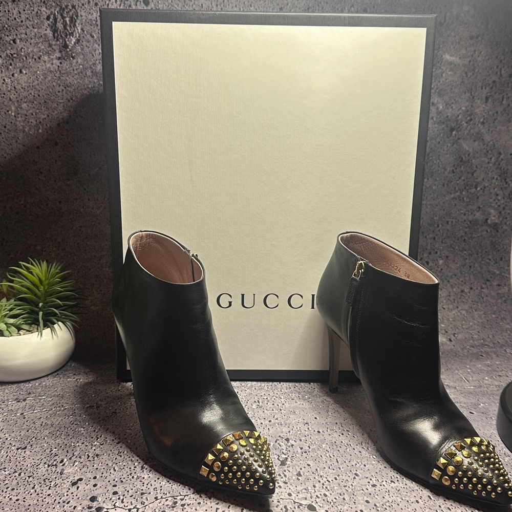 Gucci Ankle Boots w/ Gold Studs Size 38